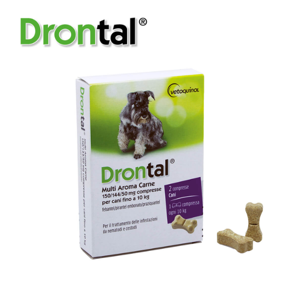 Drontal Plus Vermifugo antiparassitario aroma carne Vetoquinol - 1 confezione da 2 compresse - cani taglia piccola