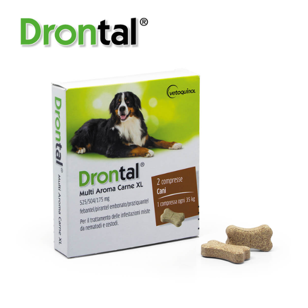 Drontal Plus Vermifugo antiparassitario aroma carne Vetoquinol - 1 confezione da 2 compresse - cani taglia medio/grande