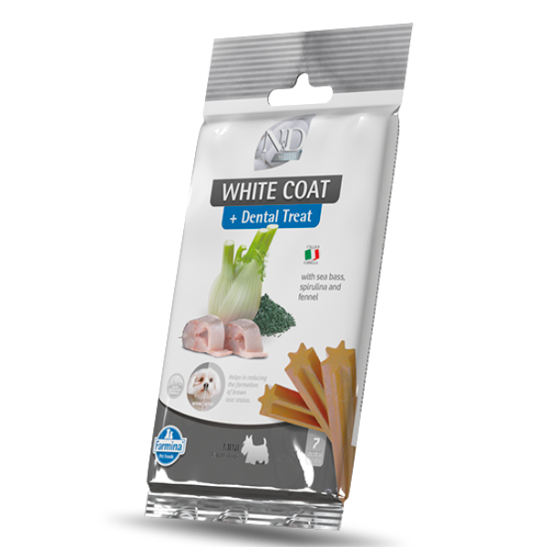 Farmina N&D White Grain Free snack dentali per cani Adult Mini 60 gr - Spigola, spirulina e finocchio