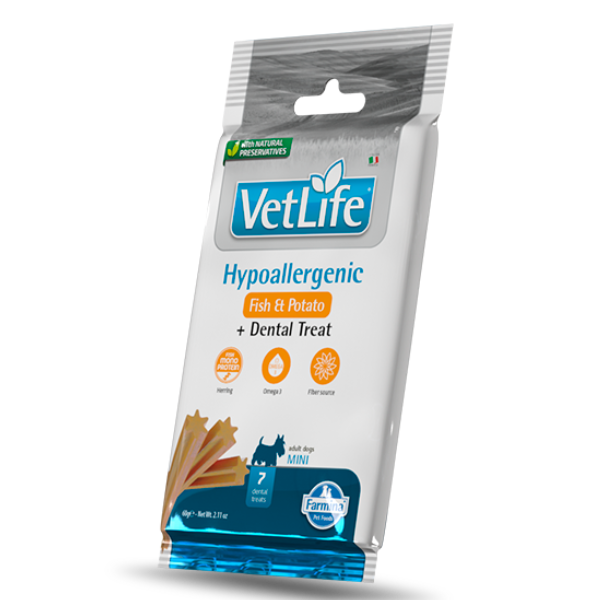 Farmina Vet Life Hypoallergenic snack dentali per cani Adult Mini 60 gr - Pesce e patate