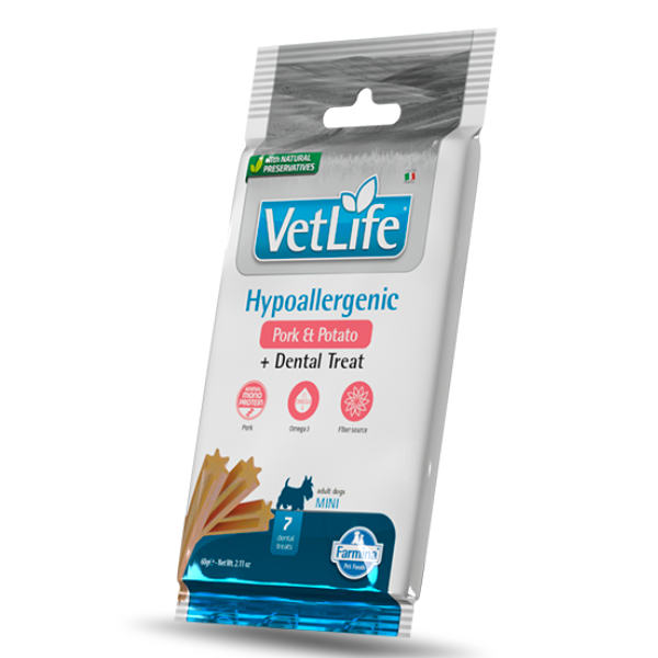 Farmina Vet Life Hypoallergenic snack dentali per cani Adult Mini 60 gr - Maiale e patate