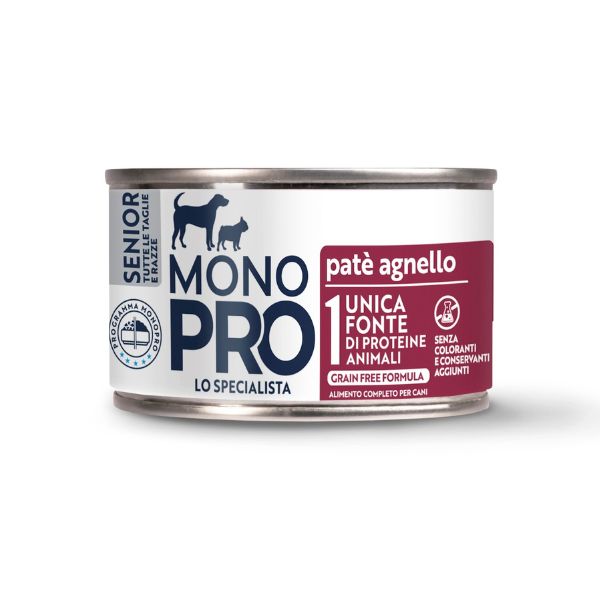 Monopro lo specialista Senior All Breeds Patè 150 gr - Agnello - Umido Monoproteico Cane