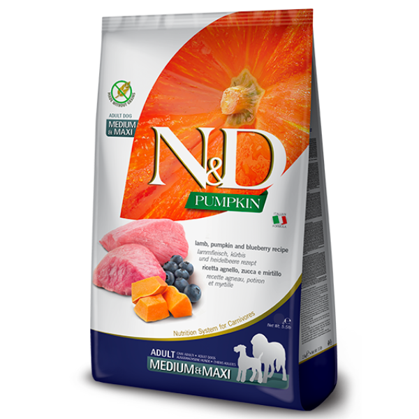 Farmina N&D Grain Free Pumpkin Adult Medium/Maxi Agnello e Mirtillo - 2,5 kg - Croccantini per cani