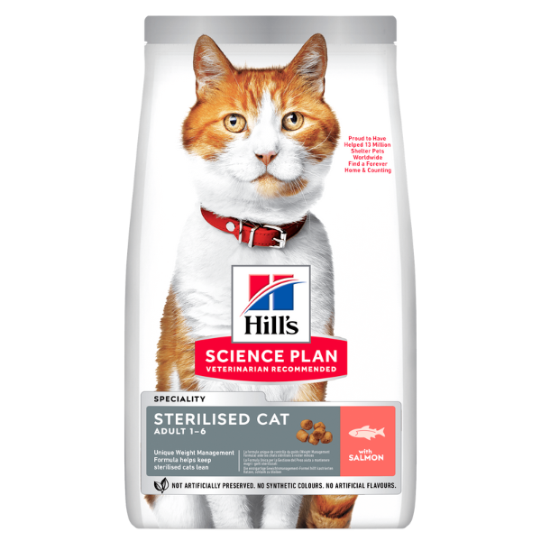 Hill's Science Plan Adult Sterilised Cat Alimento per Gatti con Salmone - 1,5 Kg - Croccantini per gatti