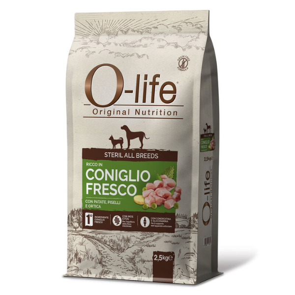 O-life Dog Sterilised All Breeds Grain Free Coniglio e patate - 2,5 Kg