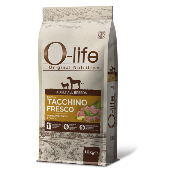 Image of O-life Dog Adult All Breeds Grain Free Tacchino e patate - 10 Kg - SPEDIZIONE GRATIS 1° ORDINE + scegli lo sconto BZR5 / BZR20010