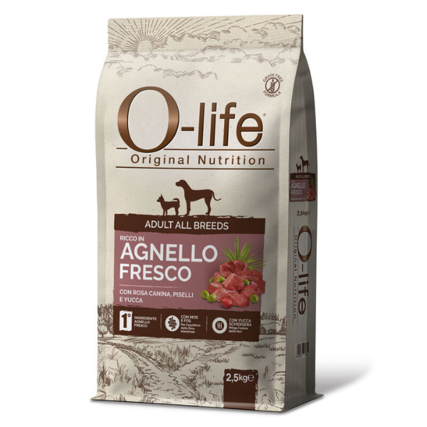 Image of O-life Dog Adult All Breeds Grain Free Agnello e rosa canina - 2,5 Kg - SPEDIZIONE GRATIS 1° ORDINE + scegli lo sconto BZR5 / BZR20010