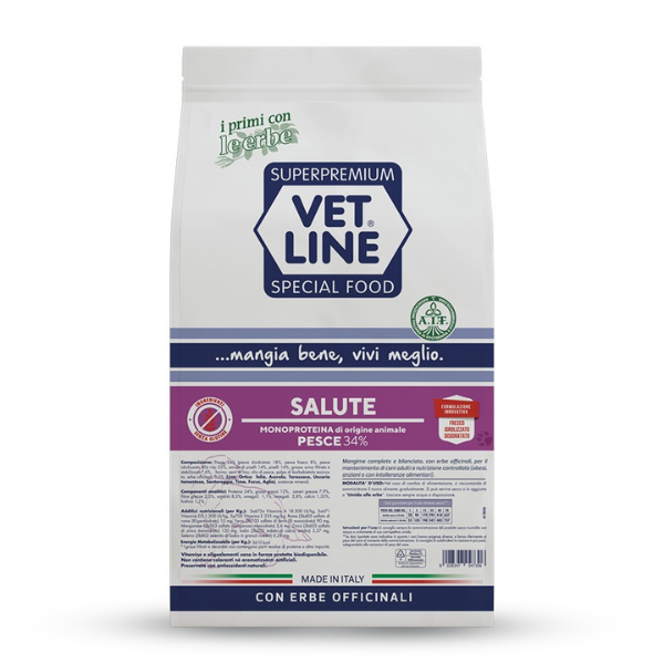 Image of Vet Line Secco Monoproteico Cane Salute Pesce - 12,5 Kg - SPEDIZIONE GRATIS 1° ORDINE + scegli lo sconto BZR5 / BZR20010