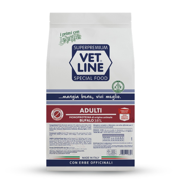 Image of Vet Line Secco Monoproteico Cane Adult Bufalo - 3 Kg - SPEDIZIONE GRATIS 1° ORDINE + scegli lo sconto BZR5 / BZR20010