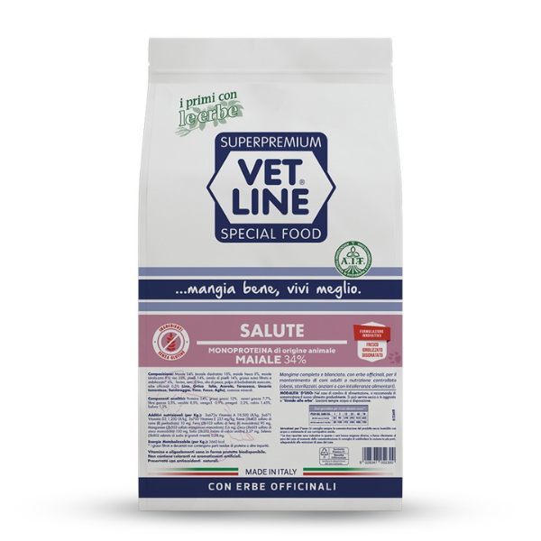 Image of Vet Line Secco Monoproteico Cane Salute Maiale - 12,5 Kg - SPEDIZIONE GRATIS 1° ORDINE + scegli lo sconto BZR5 / BZR20010