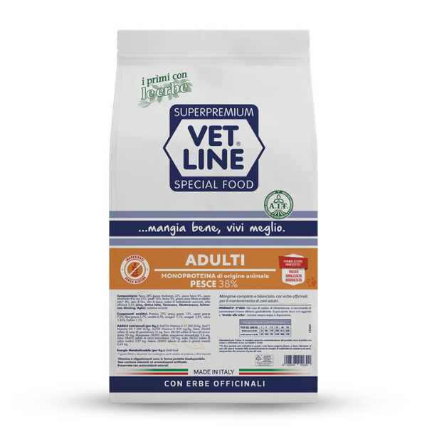 Image of Vet Line Secco Monoproteico Cane Adult Pesce - 12,5 Kg - SPEDIZIONE GRATIS 1° ORDINE + scegli lo sconto BZR5 / BZR20010