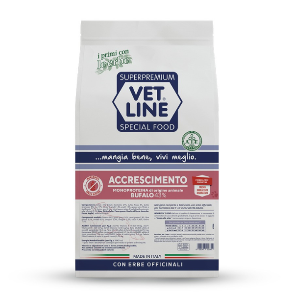 Image of Vet Line Secco Monoproteico Cane Junior Accrescimento Bufalo - 12,5 Kg - SPEDIZIONE GRATIS 1° ORDINE + scegli lo sconto BZR5 / BZR20010