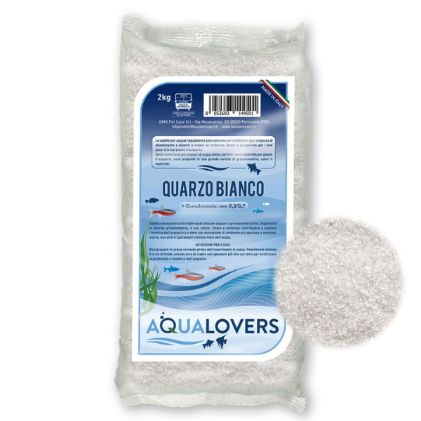 Sabbia decorativa per acquari d'acqua dolce Quarzo Aqualovers - 2 Kg - bianco