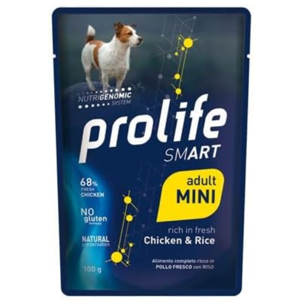 Image of Prolife Smart Dog Mini 100 gr - Pollo e Riso - Confezione da 10 pezzi - Cibo Umido per Cani - SPEDIZIONE GRATIS 1° ORDINE + scegli lo sconto BZR5 / BZR20010