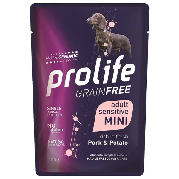 Image of Prolife Grain Free Dog Mini 100 gr - Maiale e Patate - Confezione da 10 pezzi - Cibo Umido per Cani - SPEDIZIONE GRATIS 1° ORDINE + scegli lo sconto BZR5 / BZR20010