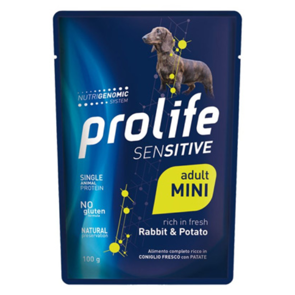 Image of Prolife Sensitive Dog Mini 100 gr - Coniglio e Patate - Confezione da 10 pezzi - Cibo Umido per Cani - SPEDIZIONE GRATIS 1° ORDINE + scegli lo sconto BZR5 / BZR20010