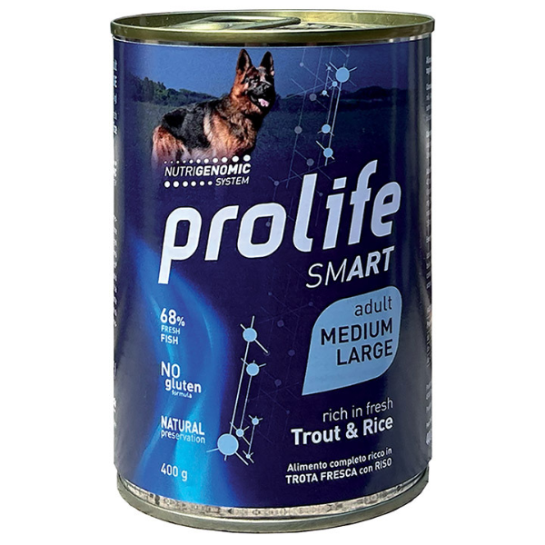 Prolife Smart Dog Adult Medium/Large 400 gr - Trota e riso - Cibo Umido per Cani