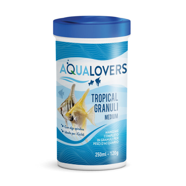 Mangime completo per pesci d'acquario Tropical Granuli Aqualovers - per pesci medi - 120 gr