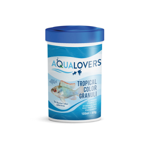 Mangime completo per pesci d'acquario Tropical Color Granuli Aqualovers - 40 gr