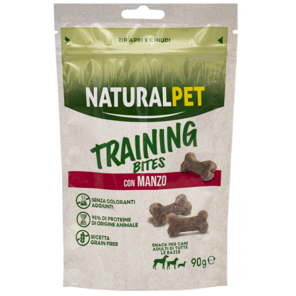 NaturalPet Training Bites snack per cani Grain Free 90 gr - Manzo