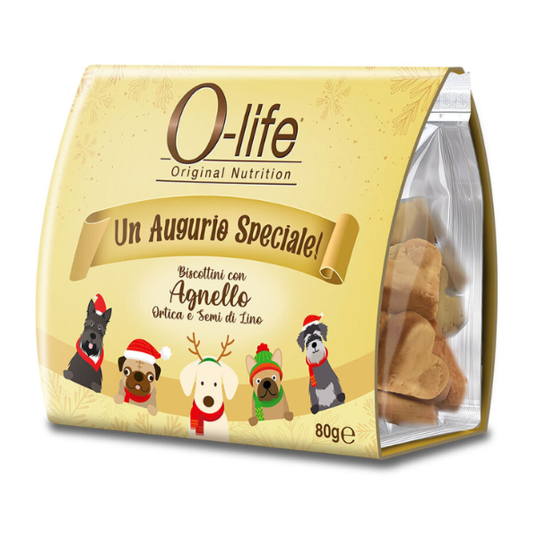 O-life Adult all breeds Biscottini di Natale per cani - Agnello, ortica e semi di lino