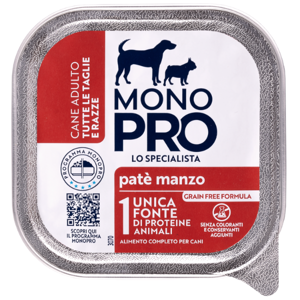 Image of Monopro lo specialista Adult All Breeds Patè Grain Free 150 gr - Manzo - Umido Monoproteico Cane - SPEDIZIONE GRATIS 1° ORDINE + scegli lo sconto BZR5 / BZR20010