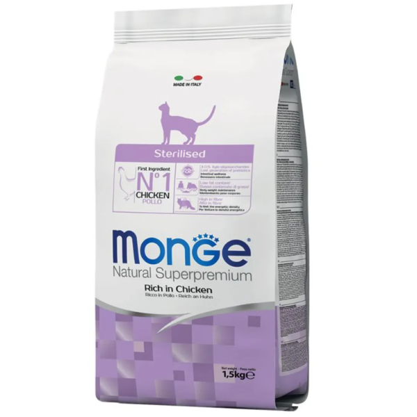 Image of Monge Natural Superpremium Sterilised Ricco di Pollo - 1,5 kg - Croccantini per gatti - SPEDIZIONE GRATIS 1° ORDINE + scegli lo sconto BZR5 / BZR20010