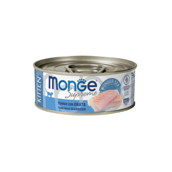 Monge Supreme Kitten in salsa lattina da 80 gr - Tonno con orata Confezione da 24 pezzi