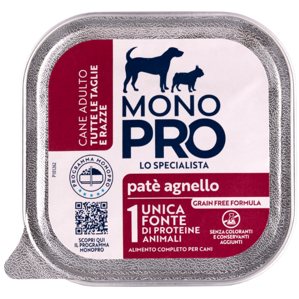 Image of Monopro lo specialista Adult All Breeds Patè Grain Free 150 gr - Agnello - Umido Monoproteico Cane - SPEDIZIONE GRATIS 1° ORDINE + scegli lo sconto BZR5 / BZR20010