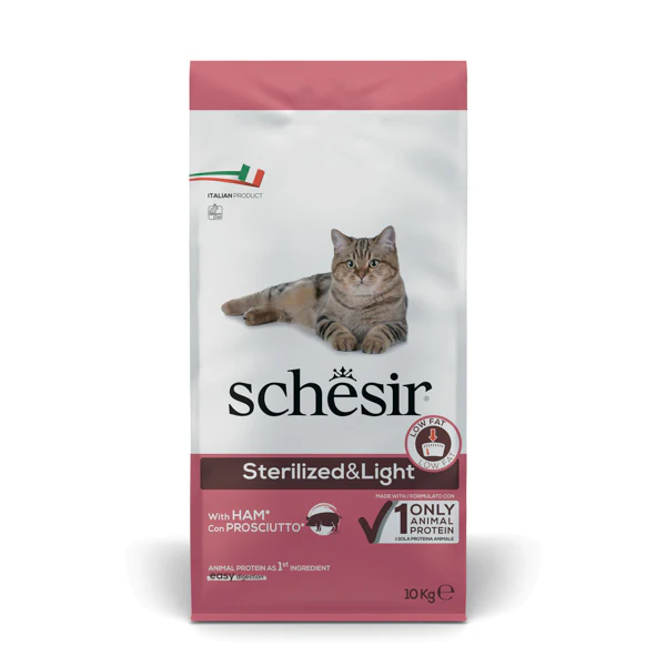 Image of Schesir Cat Dry Sterilized and Light Prosciutto - 10 Kg - Cibo monoproteico gatto - SPEDIZIONE GRATIS 1° ORDINE + scegli lo sconto BZR5 / BZR20010