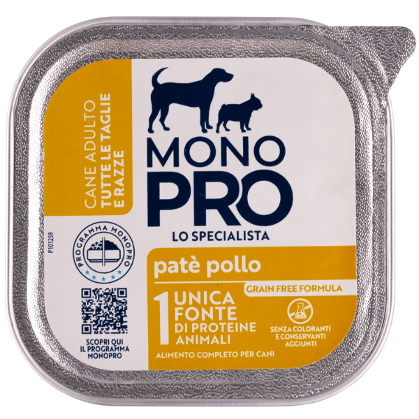 Image of Monopro lo specialista Adult All Breeds Patè Grain Free 150 gr - Pollo - Umido Monoproteico Cane - SPEDIZIONE GRATIS 1° ORDINE + scegli lo sconto BZR5 / BZR20010