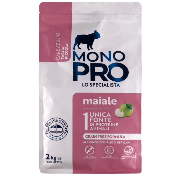 Image of Monopro lo specialista Adult Mini Grain Free Maiale - Maiale da 2 Kg - SPEDIZIONE GRATIS 1° ORDINE + scegli lo sconto BZR5 / BZR20010