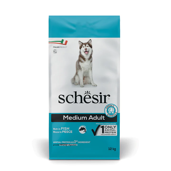 Schesir Dog Adult Medium Maintenance Pesce - 12 kg - SPEDIZIONE GRATIS 1° ORDINE + scegli lo sconto BZR5 / BZR20