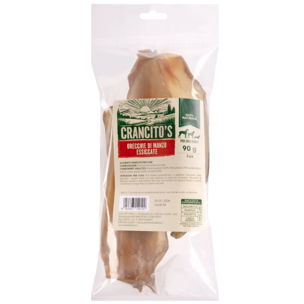 Image of Crancito's snack naturale Dog Adult Orecchie di Manzo Essiccate - 90 gr - SPEDIZIONE GRATIS 1° ORDINE + scegli lo sconto BZR5 / BZR20010