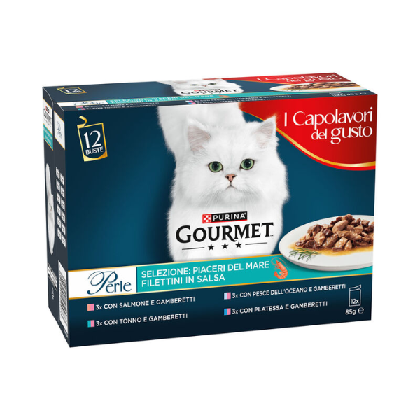 Purina Gourmet Perle selezionate Filettini in salsa multipack 12x85 gr - Piaceri del Mare