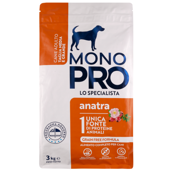 Image of Monopro lo specialista Adult Medium/Large Grain Free Anatra - Anatra da 3 Kg - SPEDIZIONE GRATIS 1° ORDINE + scegli lo sconto BZR5 / BZR20010