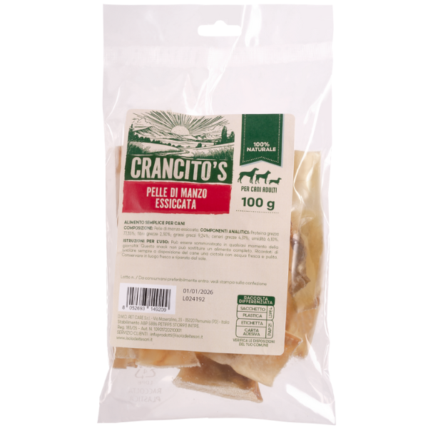 Image of Crancito's snack naturale Dog Adult Pelle di Manzo essiccata - 100 gr - SPEDIZIONE GRATIS 1° ORDINE + scegli lo sconto BZR5 / BZR20010