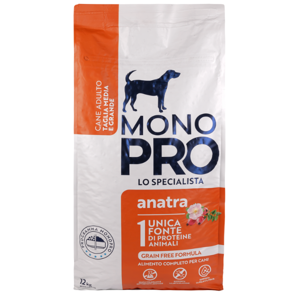 Image of Monopro lo specialista Adult Medium/Large Grain Free Anatra - Anatra da 12 Kg - SPEDIZIONE GRATIS 1° ORDINE + scegli lo sconto BZR5 / BZR20010