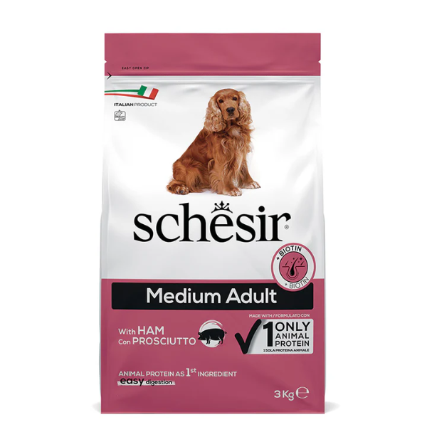 Schesir Dog Adult Medium Maintenance Prosciutto - 3 kg - SPEDIZIONE GRATIS 1° ORDINE + scegli lo sconto BZR5 / BZR20