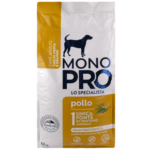 Monopro lo specialista Adult Medium/Large Grain Free Pollo - 12 Kg