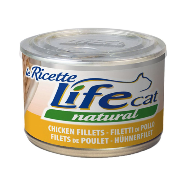 Image of Life Cat Natural Le Ricette 150 gr - Filetti di Pollo - Confezione da 6 pezzi - Cibo umido per gatti - SPEDIZIONE GRATIS 1° ORDINE + scegli lo sconto BZR5 / BZR20010