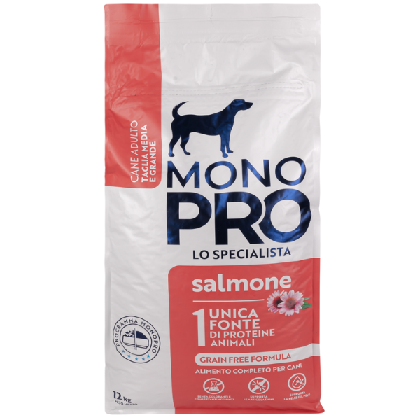 Image of Monopro lo specialista Adult Medium/Large Grain Free Salmone - 12 Kg Croccantini per cani Monoproteico crocchette cani