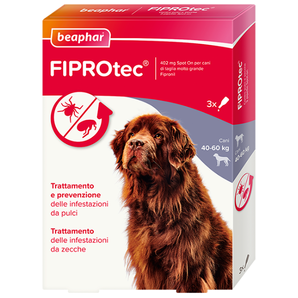 Beaphar Fiprotec Spot On per cani - 3 pipette da 402 mg per taglia molto grande (40-60 Kg)