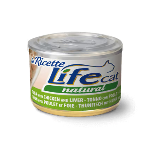 Image of Life Cat Natural Le Ricette 150 gr - Tonnetto con Pollo e Fegatini - Confezione da 6 pezzi - Cibo umido per gatti - SPEDIZIONE GRATIS 1° ORDINE + scegli lo sconto BZR5 / BZR20010