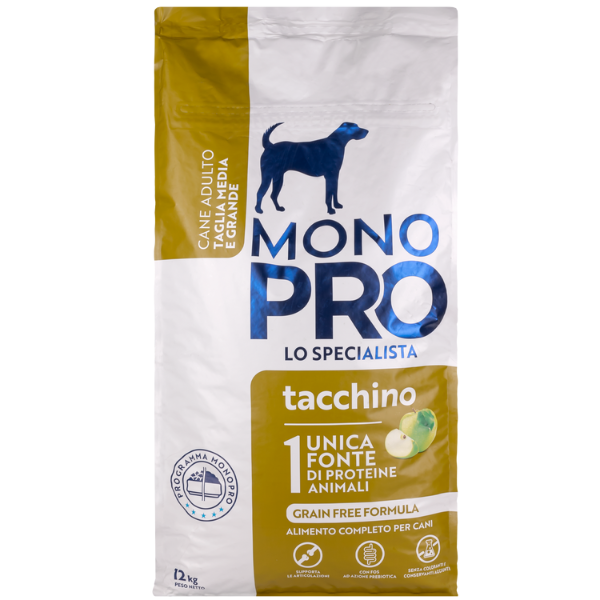 Monopro lo specialista Adult Medium/Large Grain Free Tacchino - 12 Kg