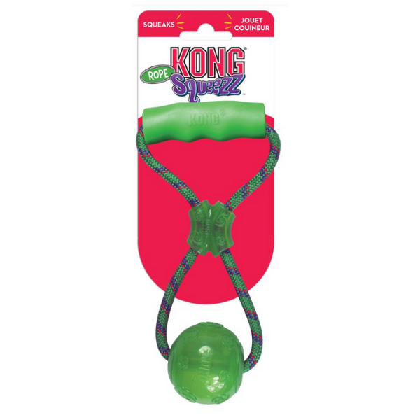 Kong Squeezz Ball con Maniglia - Colori assortiti - Medium