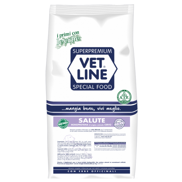 Vet Line Secco Monoproteico Cane Salute Cervo - 3 Kg - Crocchette Monoproteiche Cane