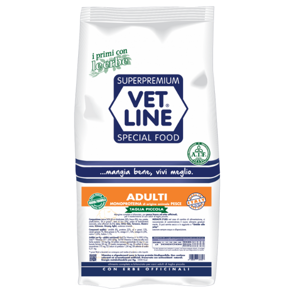 Vet Line Secco Monoproteico Cane Adult Taglia Piccola Pesce - 3 Kg