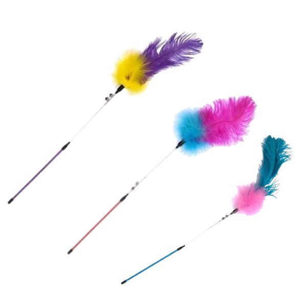 Gioco Canna da pesca Cat Teaser W/Long Feathers and Bells Gim Cat - 48 cm