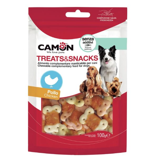 Camon Treats e Snacks per cani - Biscotti arrotolati con pollo - 100 gr